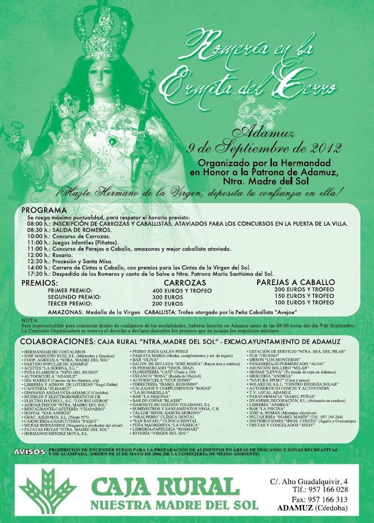 Cartel de Romería de Nuestra Señora del Sol 2012